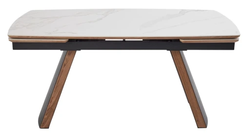 Стол РАНДЕВУ 160 БЕЛЫЙ МРАМОР МАТОВЫЙ 9806035 , керамика / Черный, Орех эко, М-City