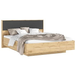 Кровать парящая с ортопедическим основанием (дерево) Флэш 1,6 м, Браш Графит, Дуб Крафт
