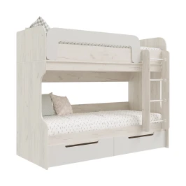 Кровать двухъярусная Юниор-4, Шарли Белый, Дуб Крафт Белый