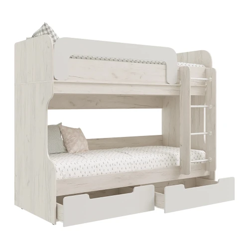 Кровать двухъярусная Юниор-4, Шарли Белый, Дуб Крафт Белый