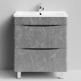 Тумба Адель 70 напольный, Мрамор Серый софт тач ПВХ 4044-1 Vodok с раковиной в комплекте
