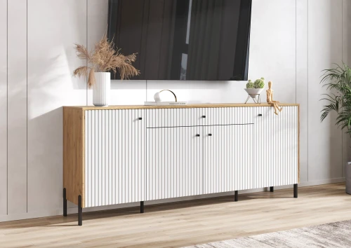 Комод Оливия (металл), Дуб Крафт, Браш Вайт