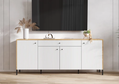 Комод Оливия (металл), Дуб Крафт, Браш Вайт