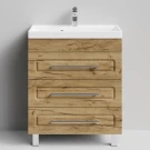 Тумба Арабеска 70 напольный, Дуб Тортуга ПВХ 2357-43 Vodok с раковиной в комплекте