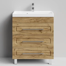 Тумба Арабеска 70 напольный, Дуб Тортуга ПВХ 2357-43 Vodok с раковиной в комплекте