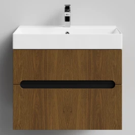 Тумба Бонум, 70 подвесной, Дуб цвет 5 Vodok с раковиной в комплекте