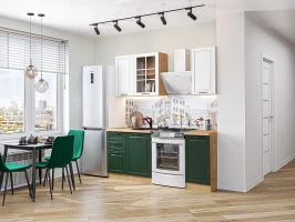 Кухонный гарнитур Дублин-04 Special White/Special Green Дуб Вотан
