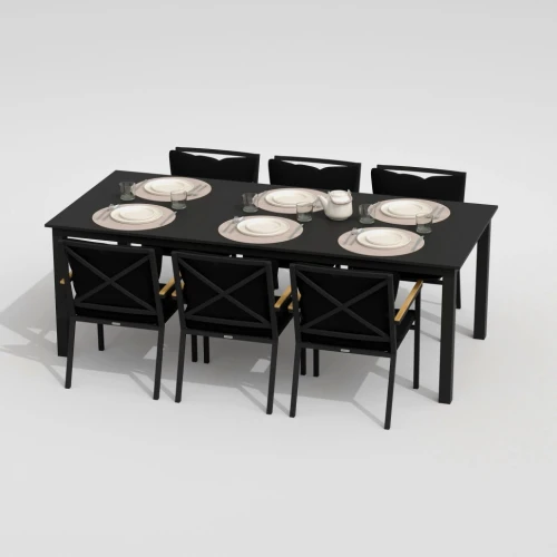 Обеденная группа  DOLLA FESTA plus каркас карбон / стол алюминий 220 / ткань черная