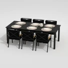 Обеденная группа  DOLLA FESTA plus каркас карбон / стол алюминий 220 / ткань черная