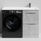 Тумба Смайл 110 напольный, под стиральную машину, правая, Мрамор Белый софт тач 4044-2 Vodok с раковиной в комплекте Тумба Смайл 110 напольный, под стиральную машину, правая, Мрамор Белый софт тач 4044-2 Vodok с раковиной в комплекте