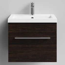 Тумба Элис 50 подвесной, 1 ящик, Палисандр ПВХ 43101 Vodok с раковиной в комплекте