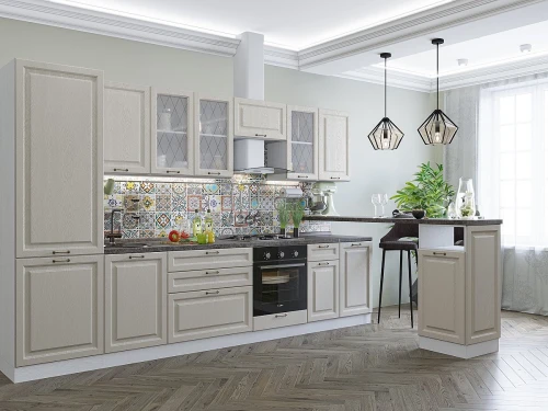 Прямая модульная кухня Ницца-02 Дуб крем Graphite 2140*3300*600