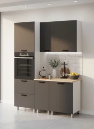 Готовый кухонный гарнитур МК Аленушка 1,6м ПД Лаванда Сталь,скоба черный,сонома