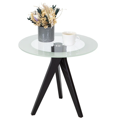 Стол журнальный Рилле 441 черный/стекло прозрачное