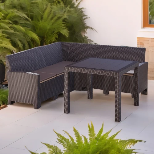 Комплект мебели с угловым диваном под ротанг Калифорния “California“ 188х188 см 5 места с подушками на спинку и со столом 95х95 см