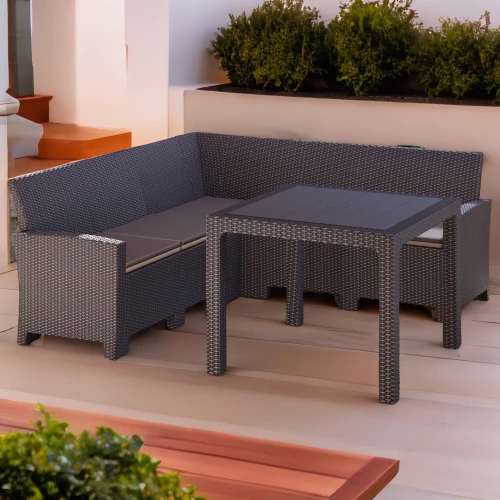 Комплект мебели с угловым диваном под ротанг Калифорния “California“ 188х188 см 5 места с подушками на спинку и со столом 95х95 см