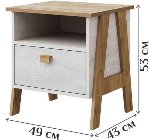 Тумба «Скандинавия» КМК 0905.9, Бетон пайн светлый/Дуб Наварра