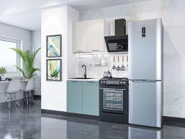 Модульная кухня Флэт-03 Cashmere In 2S/Grey-green In 2S