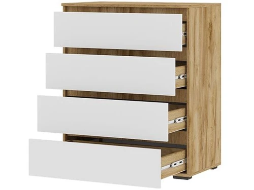 Комод «Хелен» КМ-02, 4 ящика, белый/дуб крафт золотой