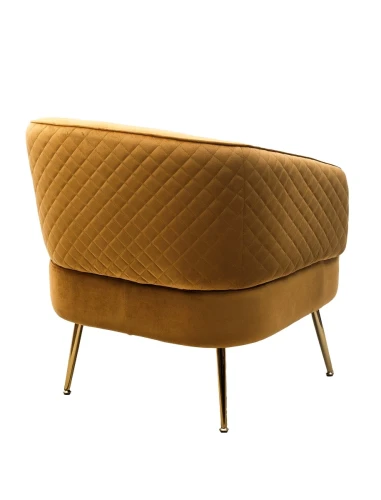 Кресло MUSSELS BLUVEL-68 желтый, велюр / золотой каркас М-City