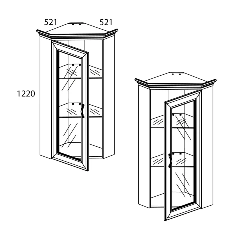 Шкаф с витриной 1VU, TIFFANY, цвет вудлайн кремовый