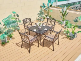 Комплект из литого алюминия стол квадратный АДОНИС «ADONIS» 90х90 + 4 кресла БОСТОН-2 «BOSTON-2»