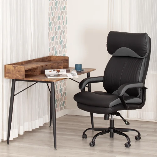 Кресло Duke metal BL кож/зам/ткань, черный/серый, 36-6/12