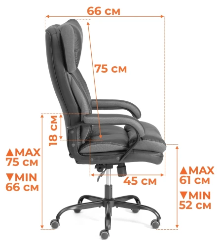 Кресло Duke metal BL кож/зам/ткань, черный/серый, 36-6/12