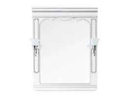 Зеркало Мариэль 75, патина серебро, белое, со светильником