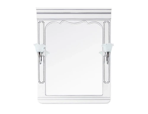 Зеркало Мариэль 75, патина серебро, белое, со светильником