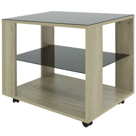 Стол журнальный BeautyStyle 5 сонома/стекло черное