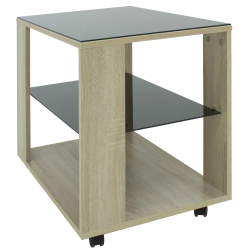 Стол журнальный BeautyStyle 5 сонома/стекло черное