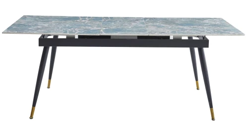DT303 Стол обеденный расклад. Amazon green 160-200*90, керамич. столеш., основание металл черный