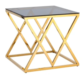 CS-06G-1 Стол Журнальный стеклянный тонированный 55*55*55, основание метал золото