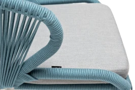 "Милан" стул плетеный из роупа, каркас алюминий белый муар, роуп бежевый круглый, ткань бежевая 15052