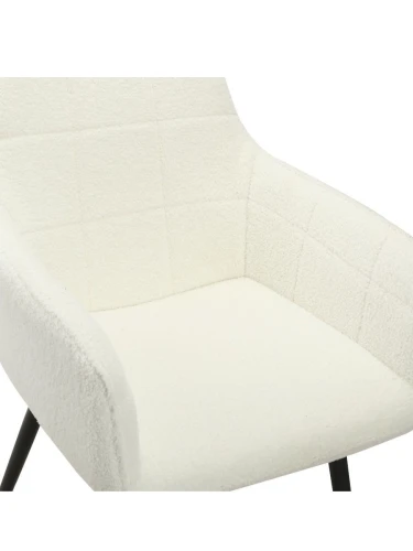 DC833 Стул мягкий с подлокотниками, БЕЛЫЙ букля, каркас металл черный