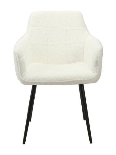 DC833 Стул мягкий с подлокотниками, БЕЛЫЙ букля, каркас металл черный