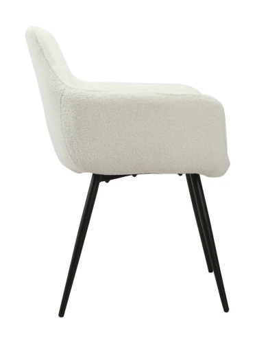 DC833 Стул мягкий с подлокотниками, БЕЛЫЙ букля, каркас металл черный