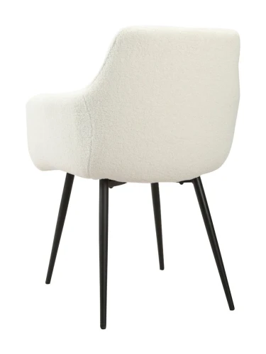 DC833 Стул мягкий с подлокотниками, БЕЛЫЙ букля, каркас металл черный