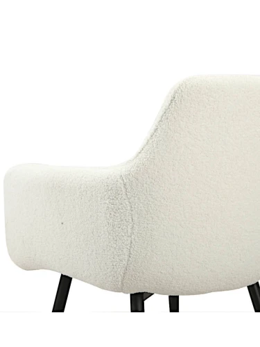 DC833 Стул мягкий с подлокотниками, БЕЛЫЙ букля, каркас металл черный