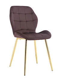 DC829 Стул мягкий, БАКЛАЖАН#G62-56 велюр, каркас металл золото КРУГЛЫЙ
