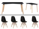 Обеденная мебель на 4 персоны, стол Прайз + 4 стула Квадро черный