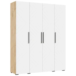 Шкаф четырехстворчатый Флэш (1800), Браш Вайт, Дуб крафт