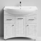 Тумба Адам 90 напольный, Белый камень ПВХ 57805, правый Vodok с раковиной в комплекте