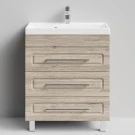 Тумба Арабеска 70 напольный, Дубослив ореховый светлый ПВХ 3445 Vodok с раковиной в комплекте