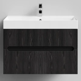 Тумба Бонум, 85 подвесной, Абрикос графит Vodok с раковиной в комплекте