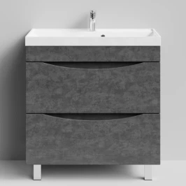 Тумба Лайт 80 напольный, Серый камень ПВХ 57806 Vodok с раковиной в комплекте