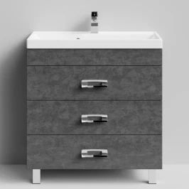 Тумба Орландо 80 напольный, Серый камень ПВХ 57806 Vodok с раковиной в комплекте