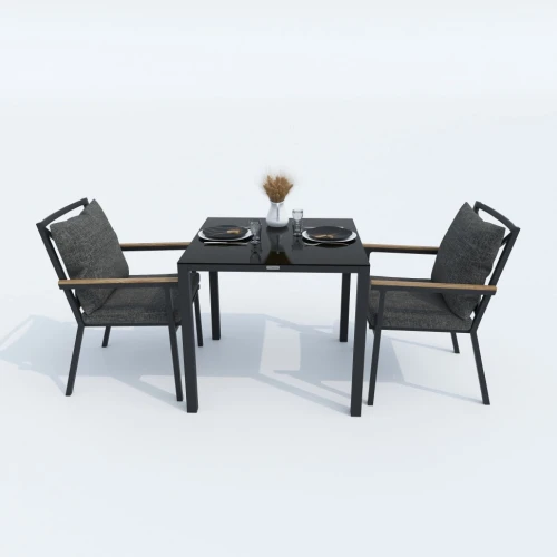 Стол обеденный CANA алюминий, стекло 80x80 см (4 ножки)