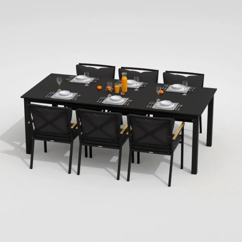 Обеденная группа  DOLLA FESTA plus каркас карбон / стол алюминий 220 / ткань антрацит